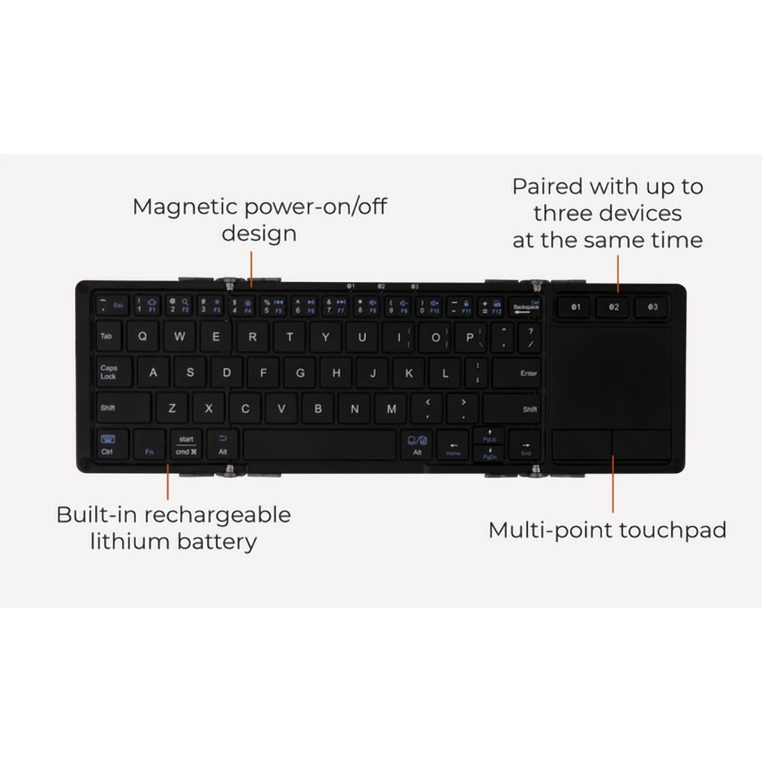 Moft Tri Folding Bluetooth Keyboard   Built In Trackpad   Connect To 3 