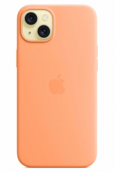 كفر ابل سليكون الاصلي لايفون 15 بلس / يدعم MagSafe / لون Orange Sorbet