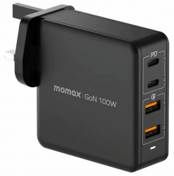 شاحن Momax OnePlug بقوة 100 واط / يشحن 4 اجهزة مع بعض / مدخلين تايب سي ومدخلين USB