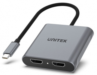 وصلة Unitek تحول مدخل تايب سي الى مدخلين HDMI / تدعم دقة 4K و 60Hz / طول 15 سم