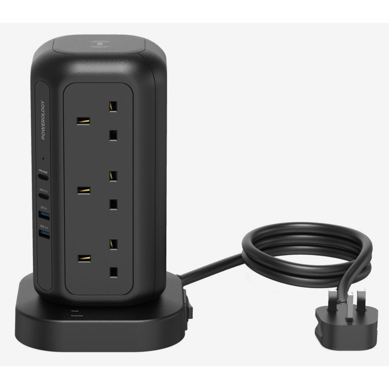 Powerology 12 Socket Multi Port Tower Hub Extension / with USB & USB-C ...