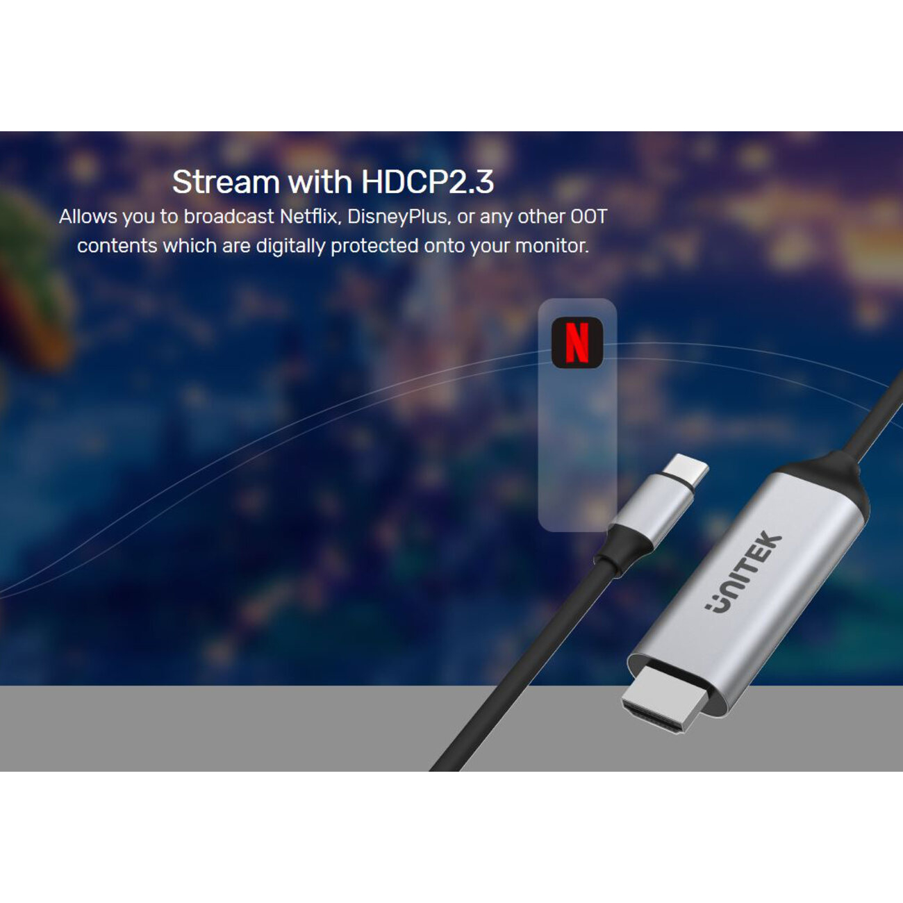 Cable USB C a HDMI Unitek 1.8 metros 4K 60HZ