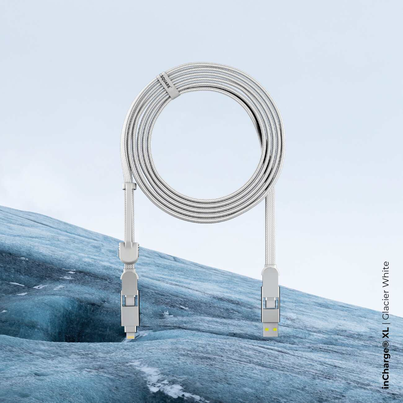 Rolling Square inCharge XL Cable, Glacier White, 2m