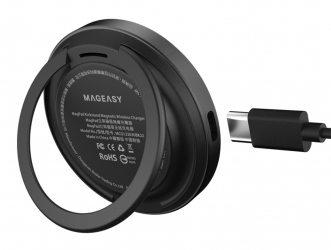 شاحن MagPad اللاسلكي من MagEasy / يدعم MagSafe / ستاند مدمج / اسود 
