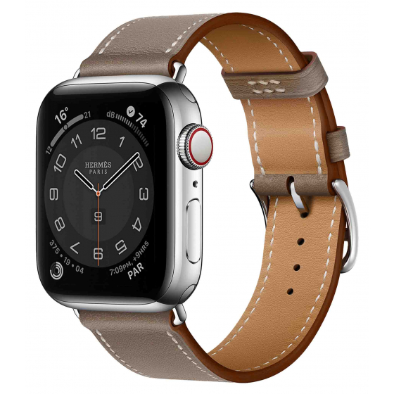 Apple Watch Hermes Series 9 / Steel With Single Tour Leather Strap ...